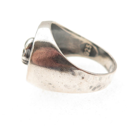 925 Sterling Silver Vintage Skull Oxidized Biker Signet Ring Size 11