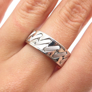 NEOS 925 Sterling Silver Textured Sewing Stitches Band Ring Size 8.75
