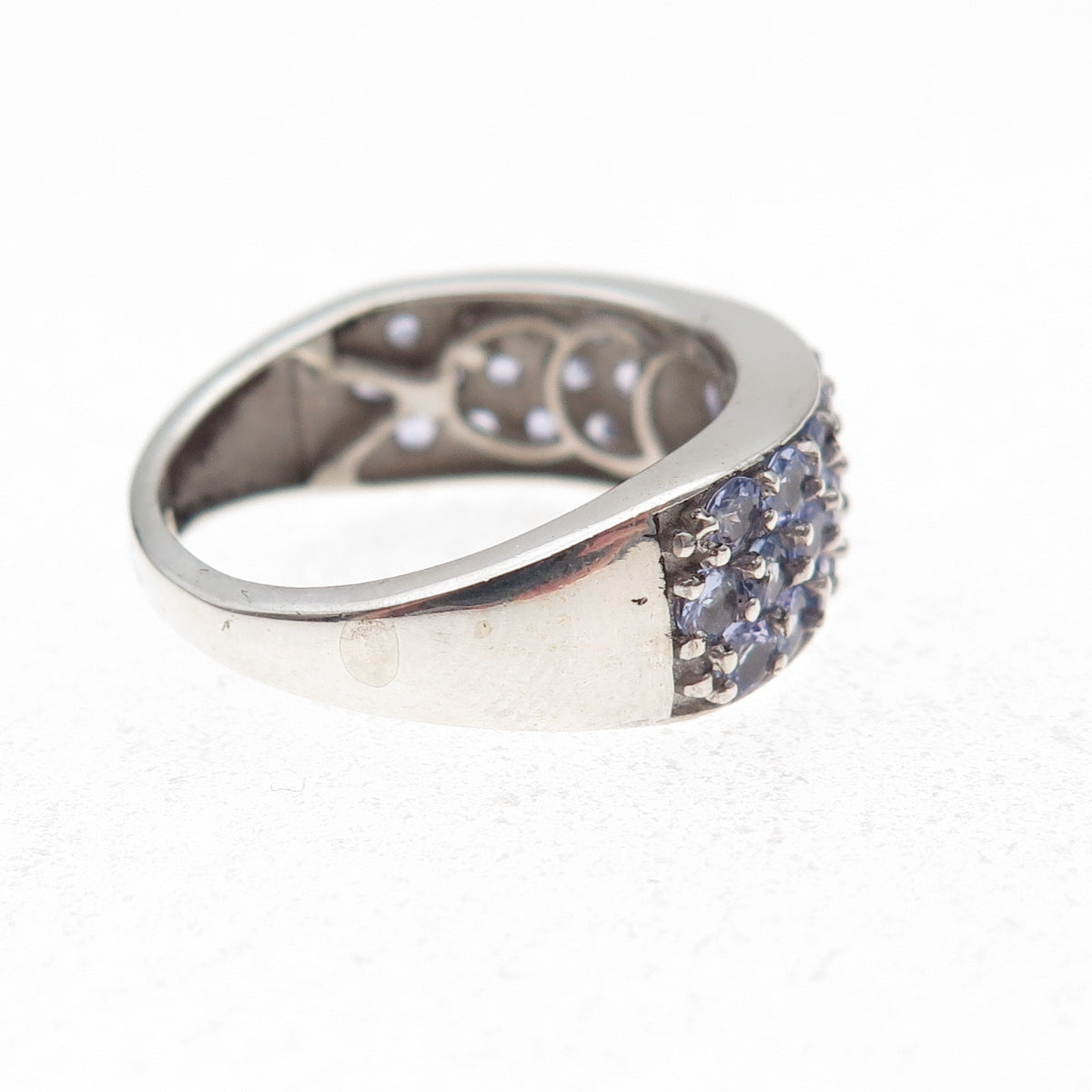 Chuck Clemency 925 Sterling Silver Real Round-Cut Tanzanite Ring Size 7