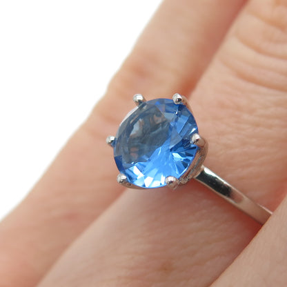 DAZZLERS 925 Sterling Silver Round-Cut Nano Tanzanite Ring Size 5.25