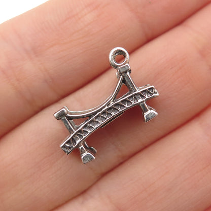 BEAU 925 Sterling Silver Vintage St. Lawrence Seaway Bridge Mini 3D Pendant