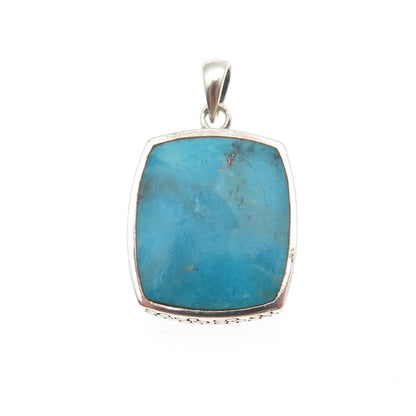BOMA 925 Sterling Silver Vintage Real Morenci Turquoise Charm Pendant
