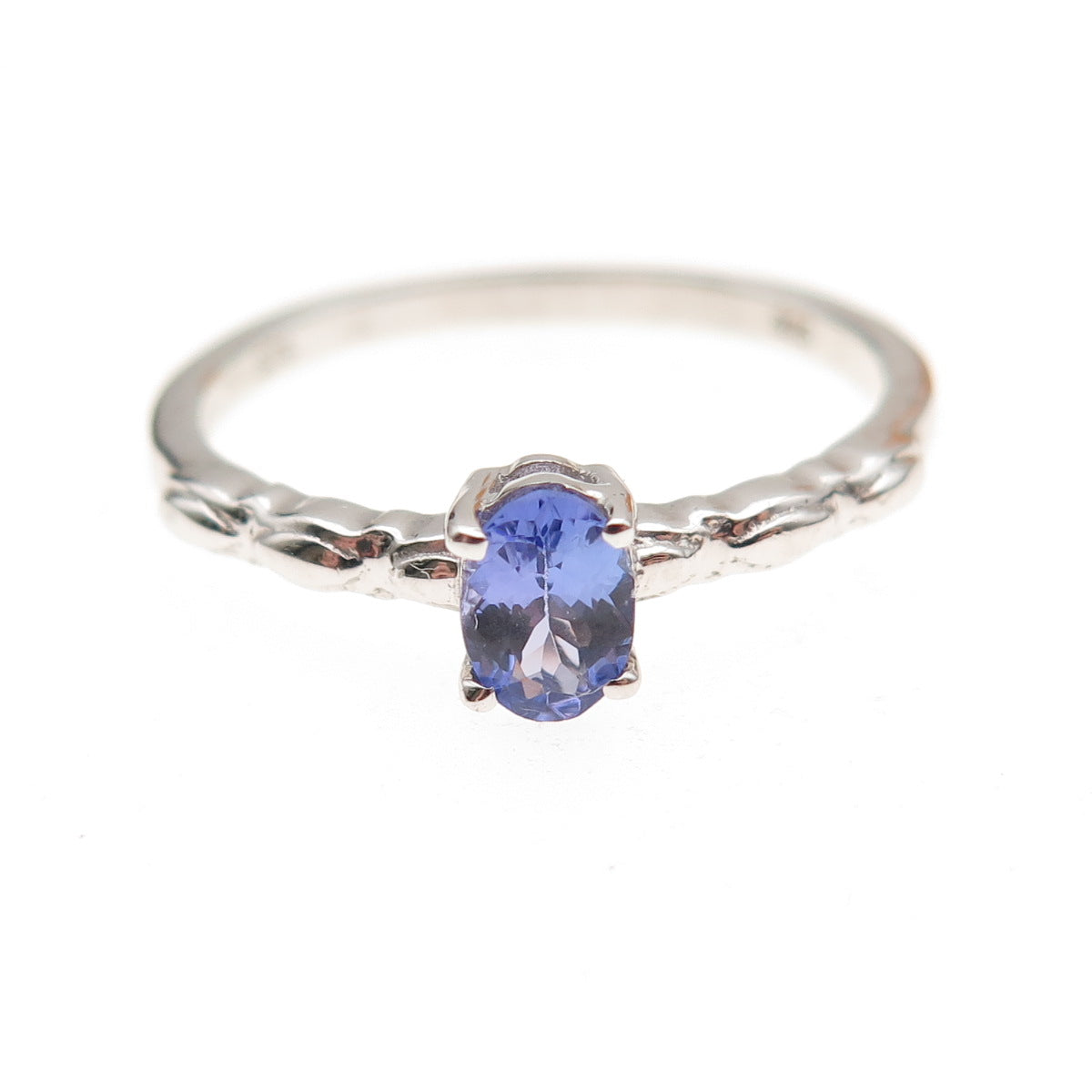 Chuck Clemency 925 Sterling Silver Real Oval-Cut Tanzanite Ring Size 8