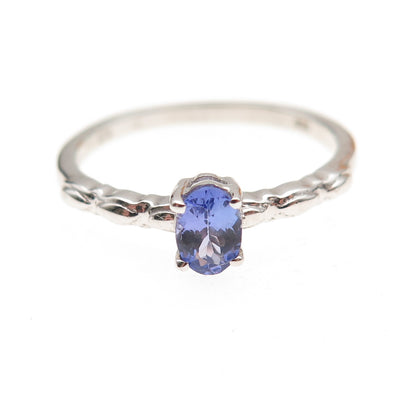 Chuck Clemency 925 Sterling Silver Real Oval-Cut Tanzanite Ring Size 8