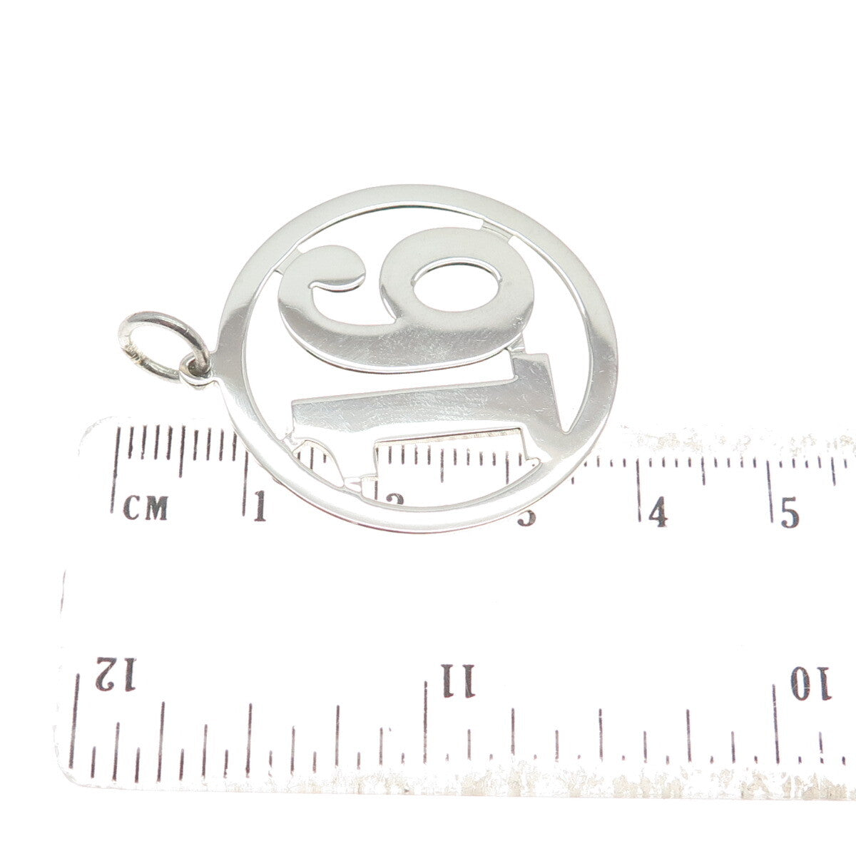 925 Sterling Silver Vintage Lucky Number "16" Round Pendant