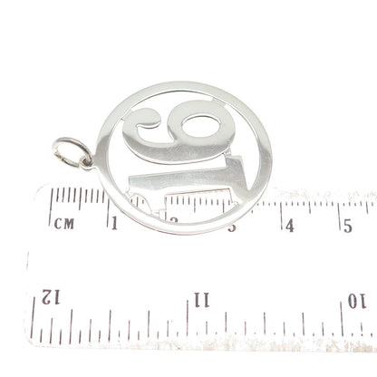 925 Sterling Silver Vintage Lucky Number "16" Round Pendant