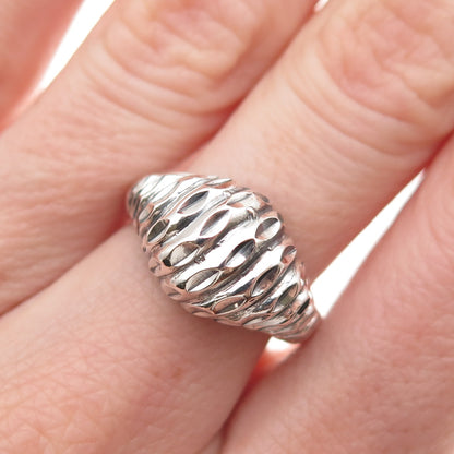 925 Sterling Silver Vintage Modernist Oxidized Dome Ring Size 7