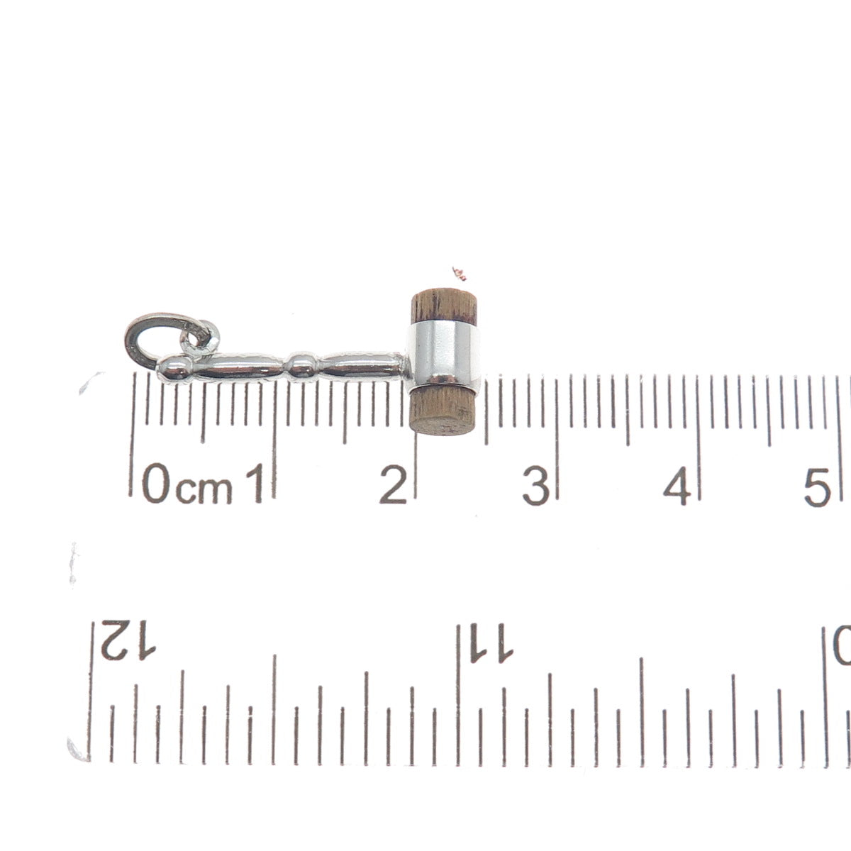 BEAU 925 Sterling Silver Antique Wood Judge's Hammer Charm Pendant