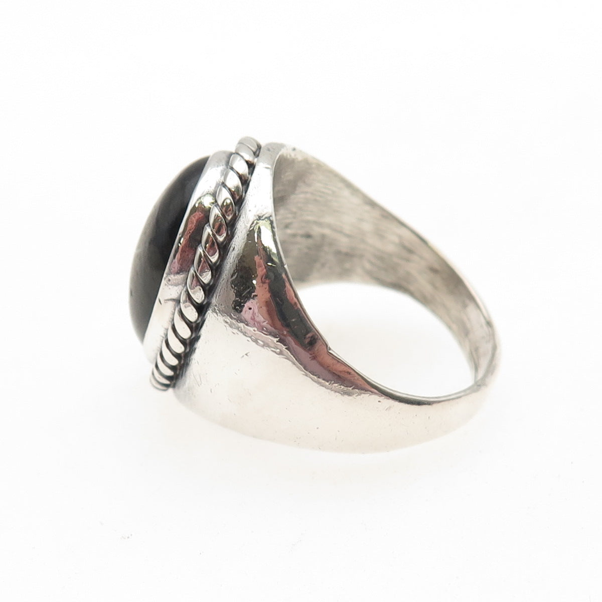 Old Pawn 925 Sterling Silver Vintage Southwestern Black Jasper Ring Size 11