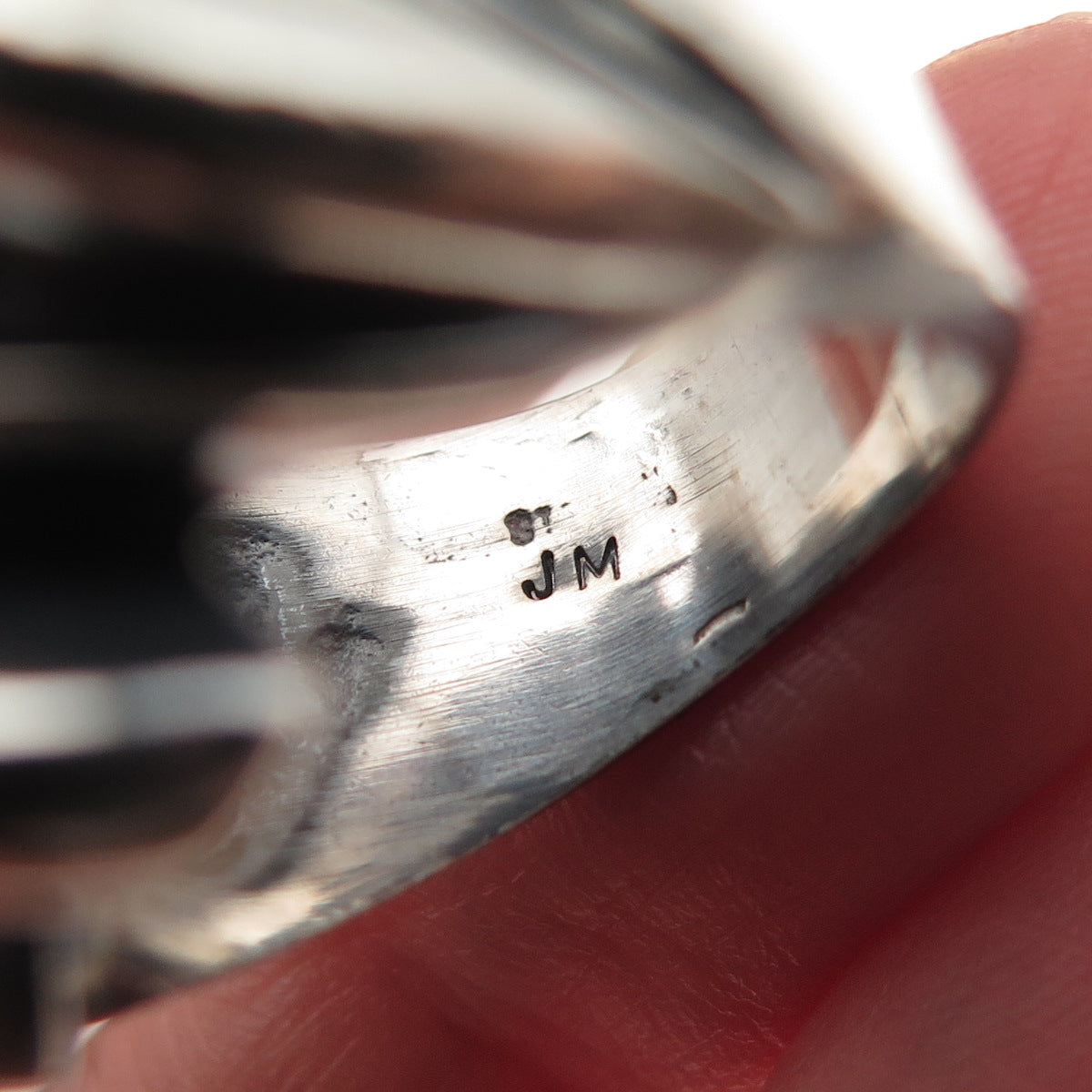 Joseph Masaniello Sterling Silver Vintage Modernist Ribbed Oxidized Ring Size 6