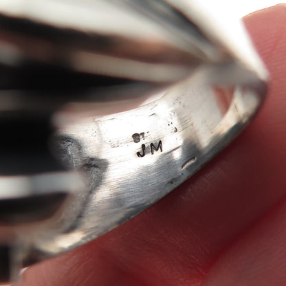Joseph Masaniello Sterling Silver Vintage Modernist Ribbed Oxidized Ring Size 6