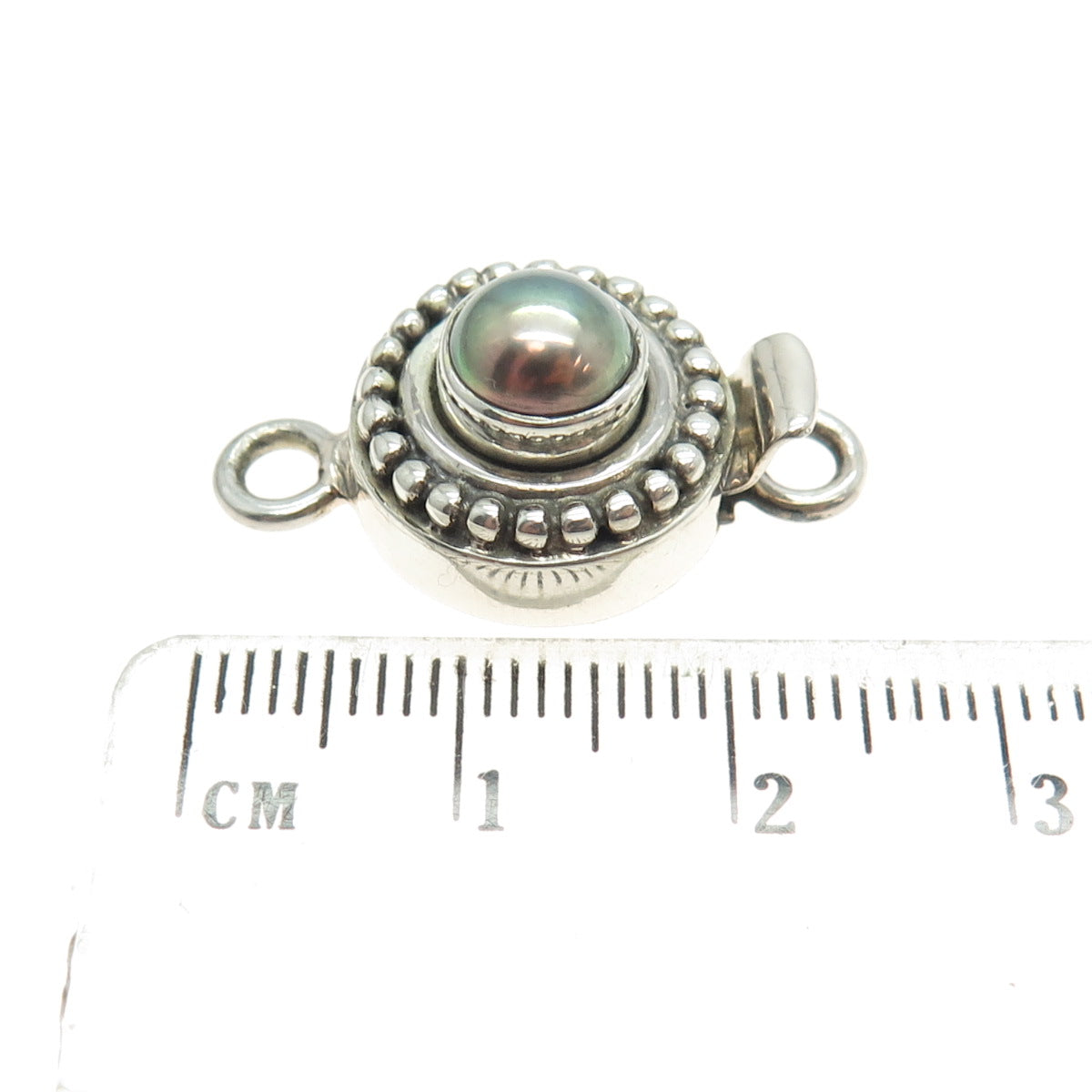 925 Sterling Silver Vintage Real Pearl Round Box Clasp for Bracelet / Necklace