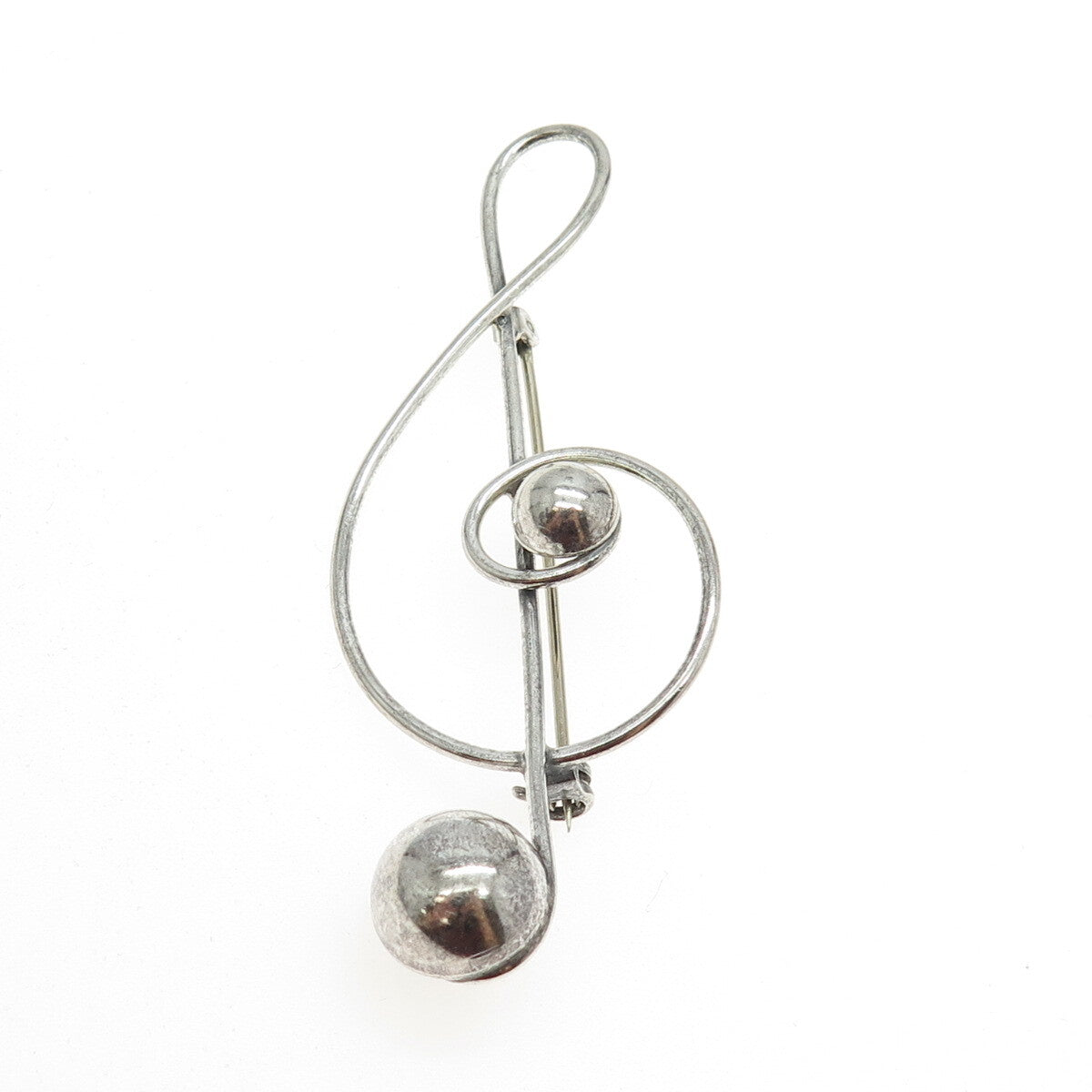 LANG 925 Sterling Silver Vintage Treble Clef Music Pin Brooch