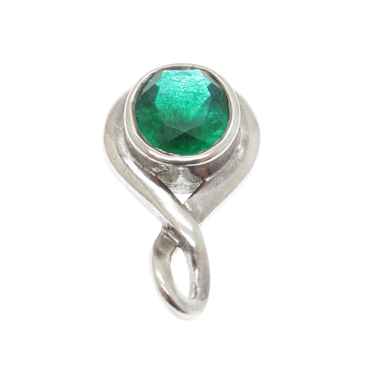 BOMA 925 Sterling Silver Vintage Faux Emerald Slide Pendant