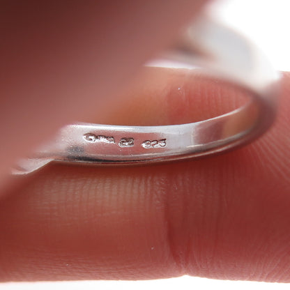 925 Sterling Silver Vintage Real Pearl Modernist Crisscross Ring Size 8