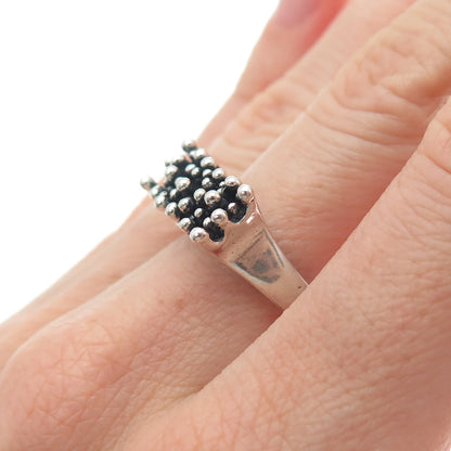TOUSSIER 925 Sterling Silver Vintage Granulated Oxidized Ring Size 6.75