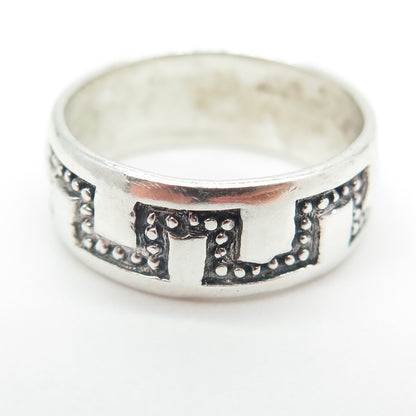 925 Sterling Silver Vintage Granulated Maze Band Ring Size 7.5