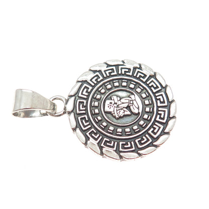 950 Silver Vintage Mexico Aztec Medal Oxidized Charm Pendant