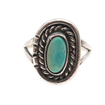 Old Pawn 925 Sterling Silver Vintage Southwestern Turquoise Tribal Ring Size 6.5