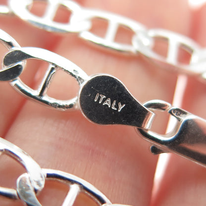 P. LUX 925 Sterling Silver Vintage Italy Anchor Mariner Chain Necklace 24"
