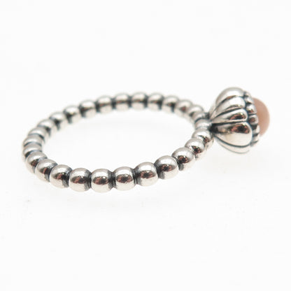 PANDORA 925 Sterling Silver Real Pink Opal October Birthstone Ring Size 6.25
