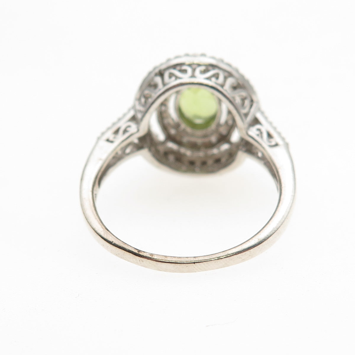 Jane Seymour 925 Sterling Silver Real Peridot & White Topaz Ring Size 8.5