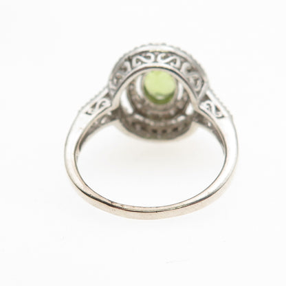 Jane Seymour 925 Sterling Silver Real Peridot & White Topaz Ring Size 8.5