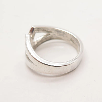 925 Sterling Silver Vintage Crossover Ring Size 6.25