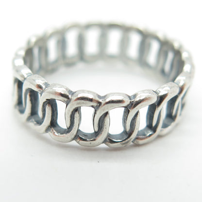 925 Sterling Silver Vintage Interlocked Rolo Link Band Ring Size 6.25
