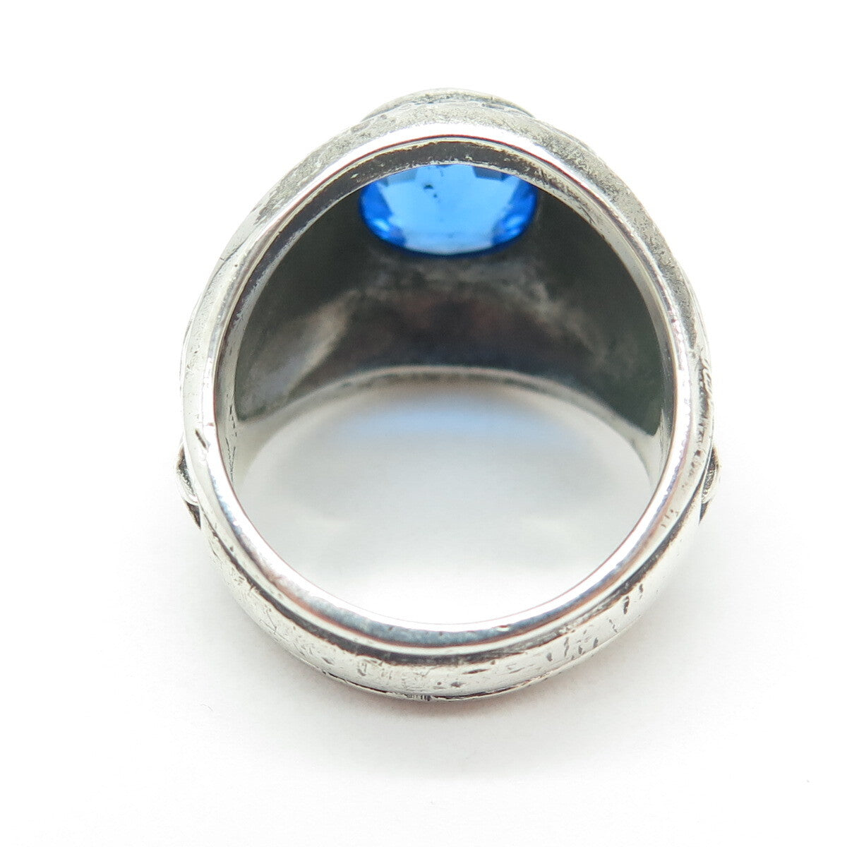 CREST CRAFT Sterling Vintage Lab-Created Sapphire US Coast Guard Ring Size 8.75