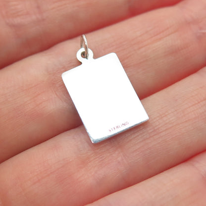 925 Sterling Silver Red Enamel I'm Simply On Reserve Minimalist Charm Pendant