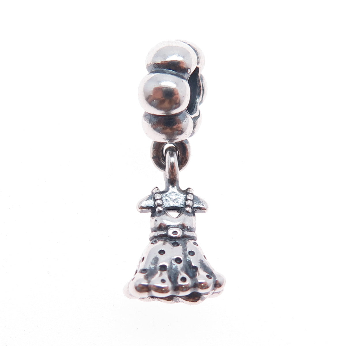 PANDORA 925 Sterling Silver Party Girl Dress Dangle Slide Charm