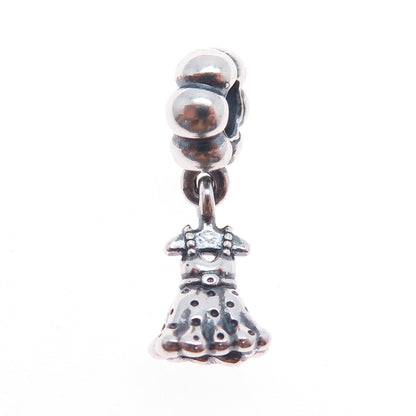 PANDORA 925 Sterling Silver Party Girl Dress Dangle Slide Charm