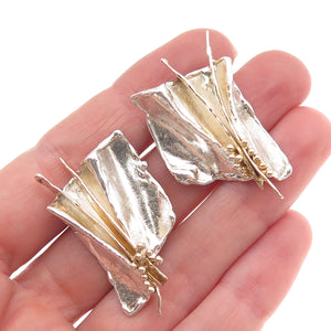 Joseph Masaniello 925 Sterling Silver 2-Tone Vintage Modernist Earrings