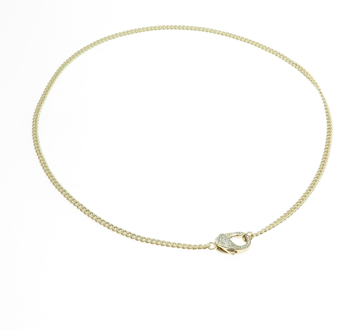 925 Sterling Silver Gold Plated Round-Cut C Z Cuban Chain Necklace 16"