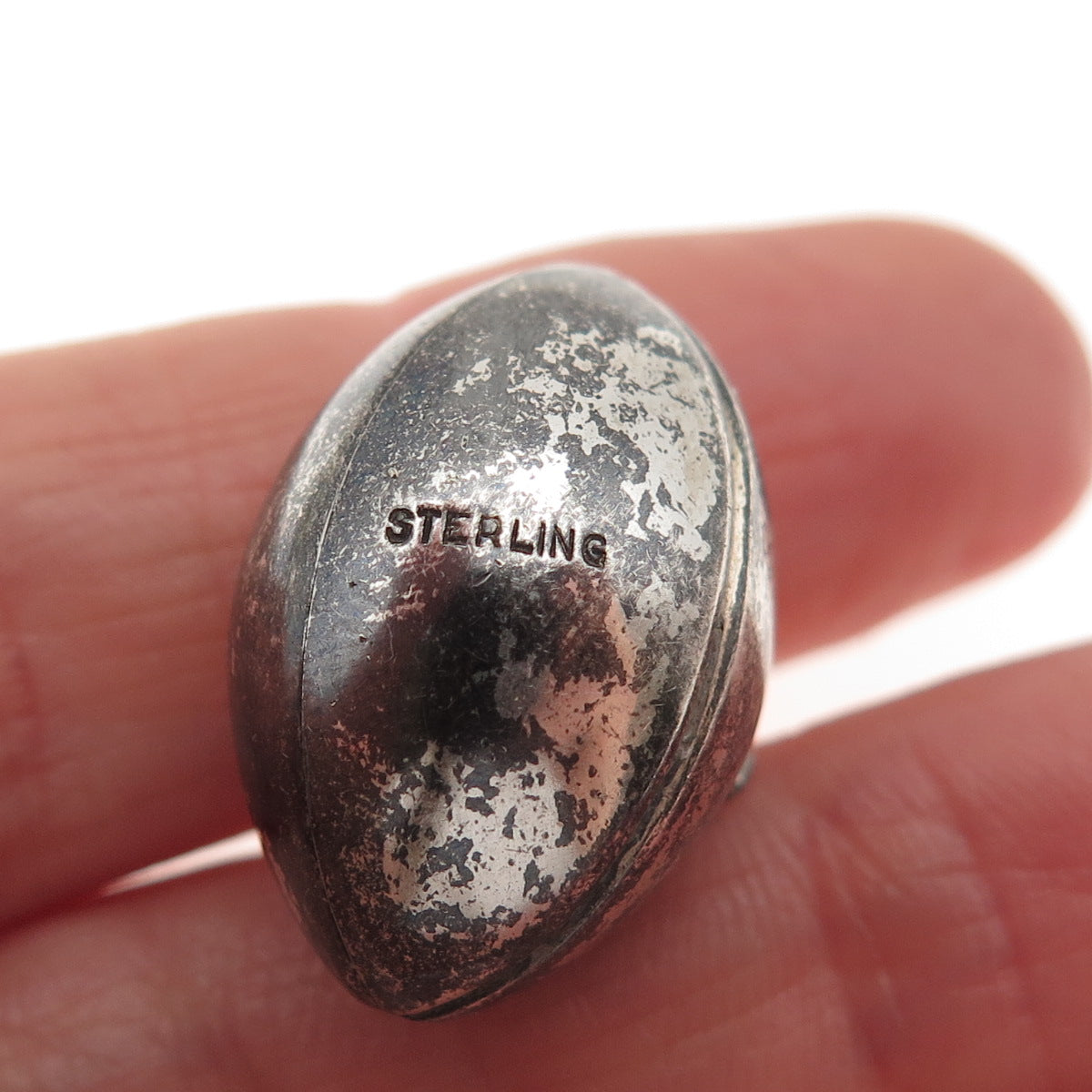 925 Sterling Silver Vintage Football Ball Oxidized 3D Mini Charm Pendant
