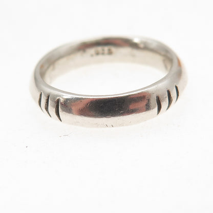 925 Sterling Silver Vintage Ribbed Oxidized Band Ring Size 5.75