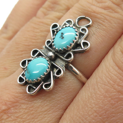 Old Pawn 925 Sterling Silver Vintage Southwestern Turquoise Tribal Ring Size 6.5