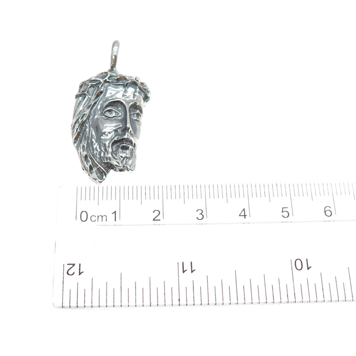 925 Sterling Silver Vintage Jesus Religious Oxidized Charm Pendant