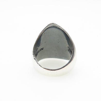 925 Sterling Silver Vintage Mexico Modernist Petal Oxidized Ring Size 6
