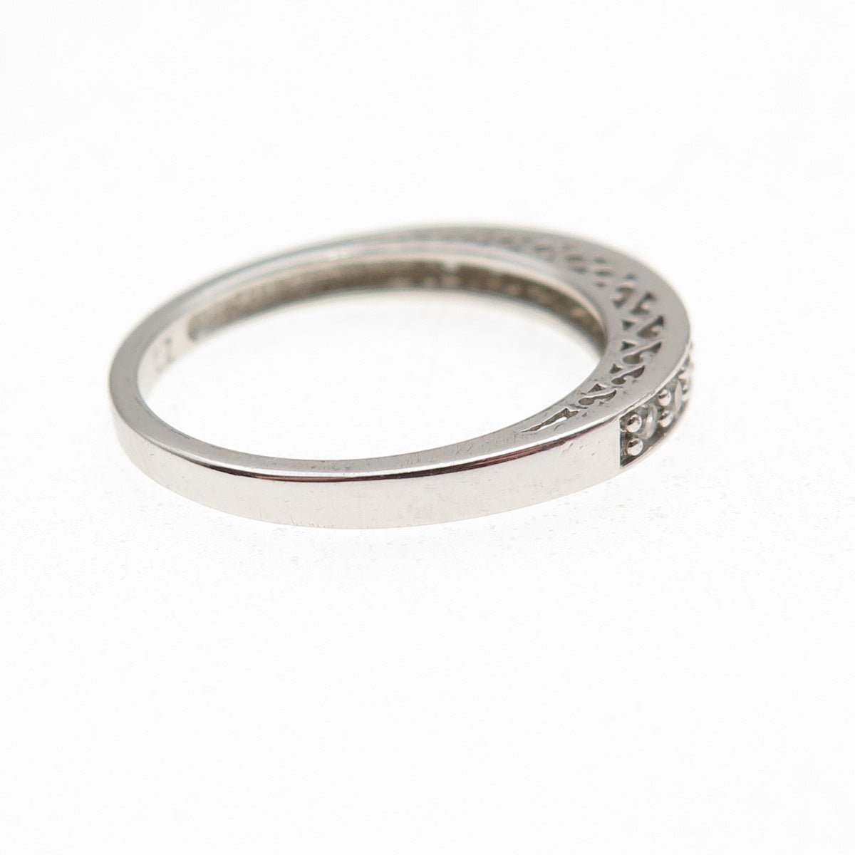 925 Sterling Silver Round-Cut C Z Half Eternity Band Ring Size 7.25