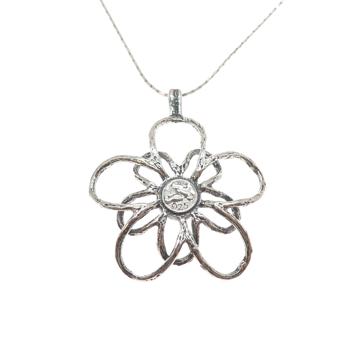 925 Sterling Silver Vintage Real Pearl Flower Blossom Chain Necklace 16"