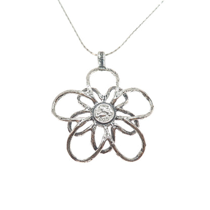 925 Sterling Silver Vintage Real Pearl Flower Blossom Chain Necklace 16"