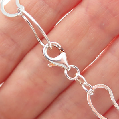 925 Sterling Silver Vintage Italy Circle & Teardrop Link Bracelet 6.75"