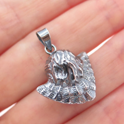 925 Sterling Silver Vintage Cherub Oxidized Minimalist Charm Pendant