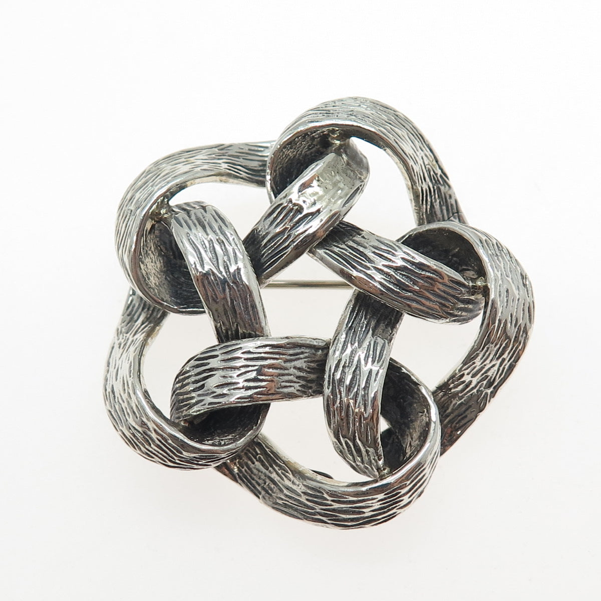 DANECRAFT 925 Sterling Silver Vintage Modernist Floral Oxidized Pin Brooch