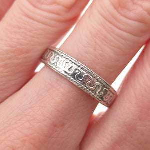 925 Sterling Silver Vintage Zig Zag Oxidized Band Ring Size 9