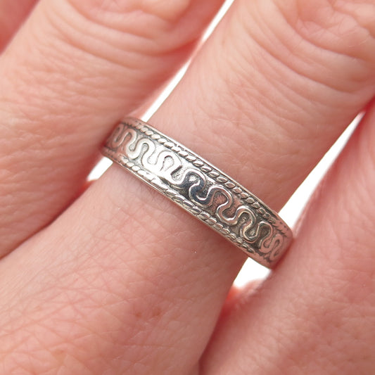 925 Sterling Silver Vintage Zig Zag Oxidized Band Ring Size 9