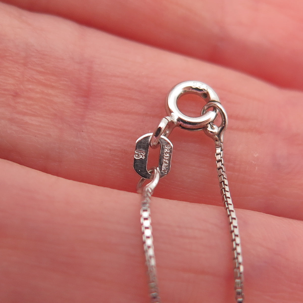 925 Sterling Silver Open Heart Box Chain Necklace 18"