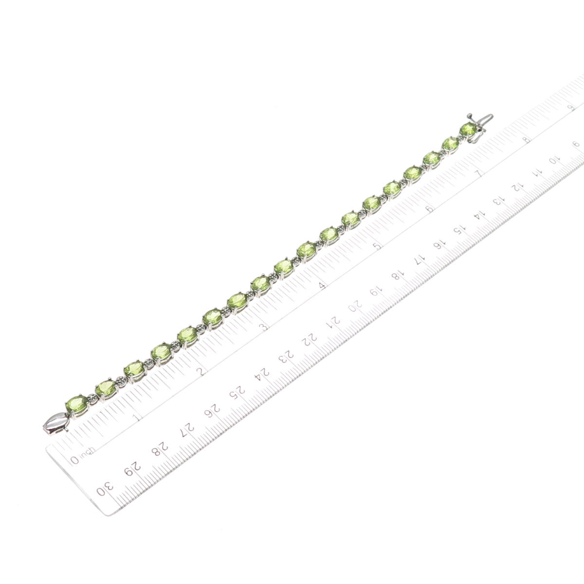 HENG NGAI 925 Sterling Silver Real Diamond Accent & Peridot Bracelet 7.25"